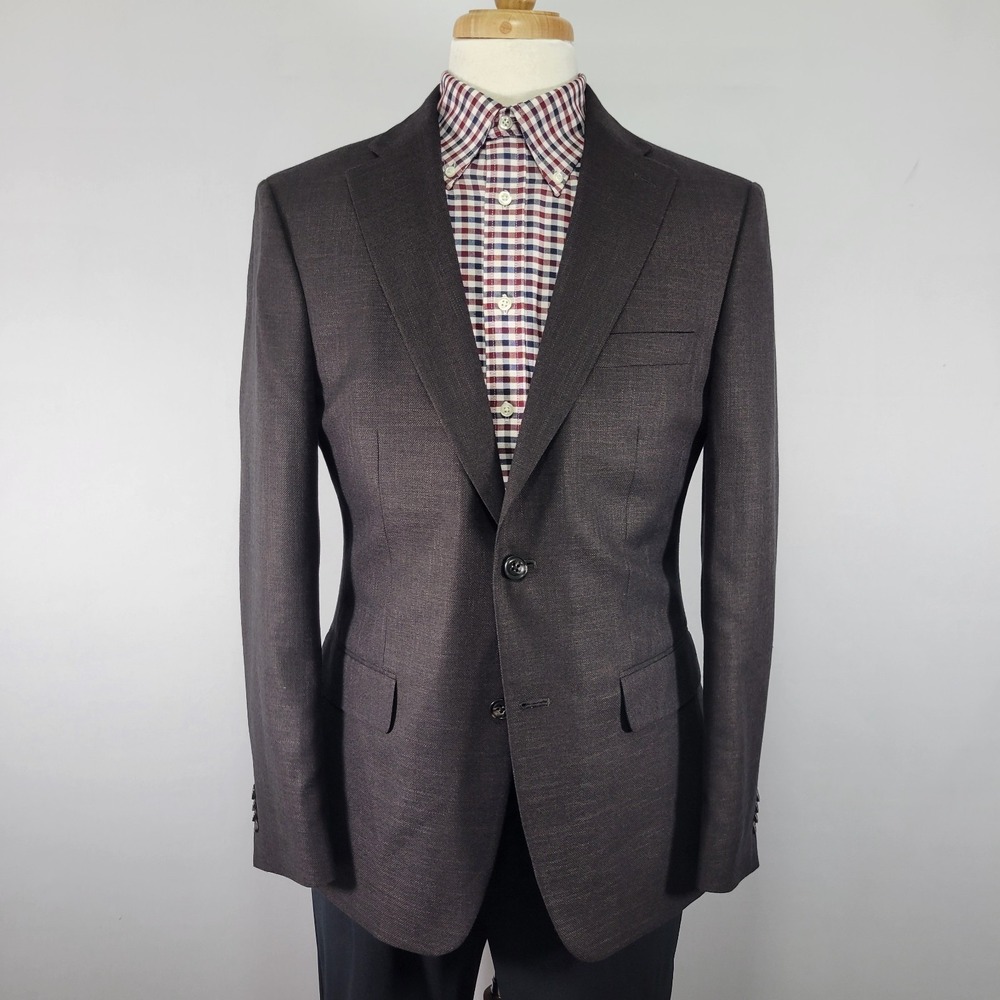 Tommy Hilfiger Men's Sport Coat Blazer Two Button Dark Brown Poly Blend 40R
